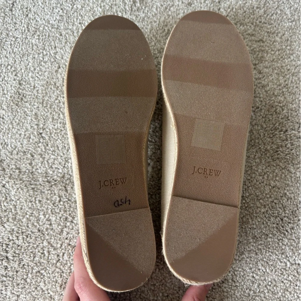 J. Crew Tropical Embroidered Tan Espadrilles Slip On Loafer Palm Tree Cocktail